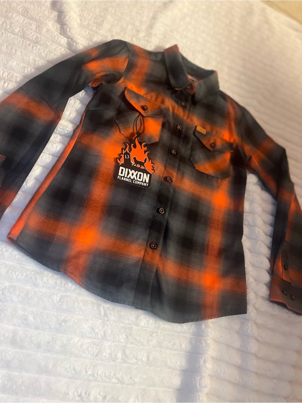 DIXXON Halloween “Salem” Orange & Black Plaid Button-Down Shirt